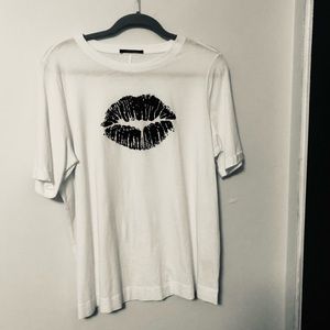 LUISA CERANO WHITE BLACK LIPS T SHIRT